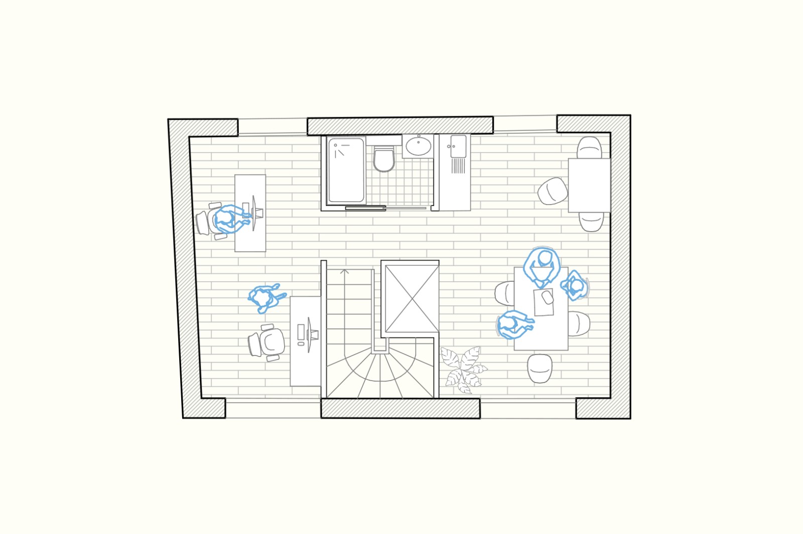 Plan du R+1 Réhabilitation Architecture